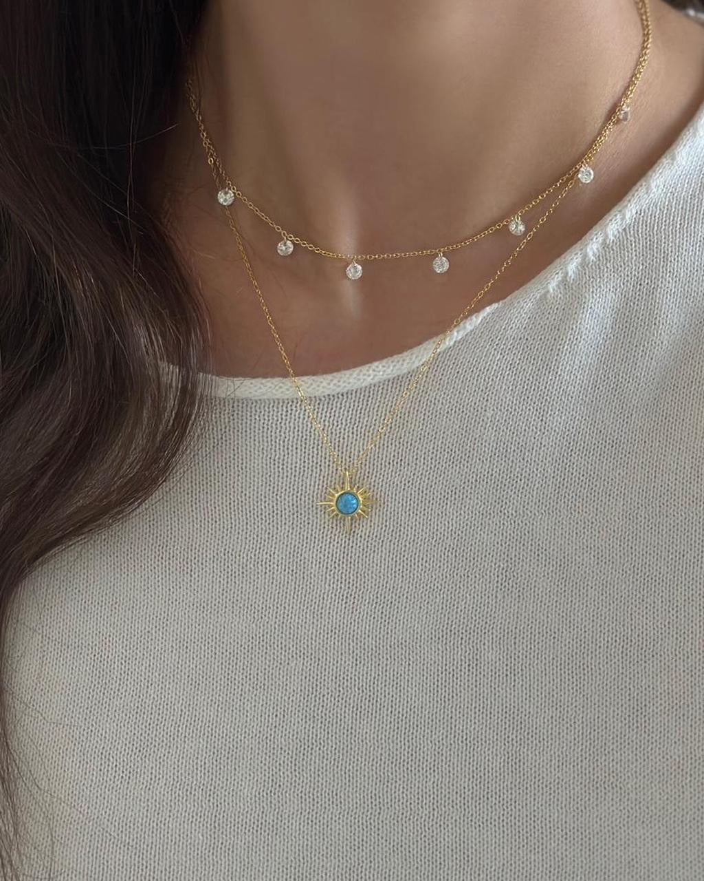 Blue Opal Sun Necklace