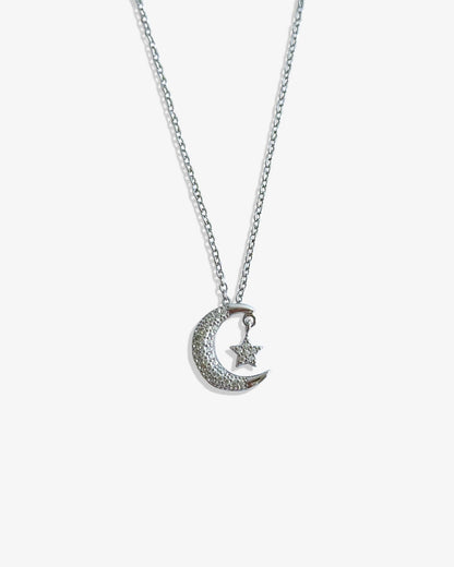 Moon & Star Pave Necklace