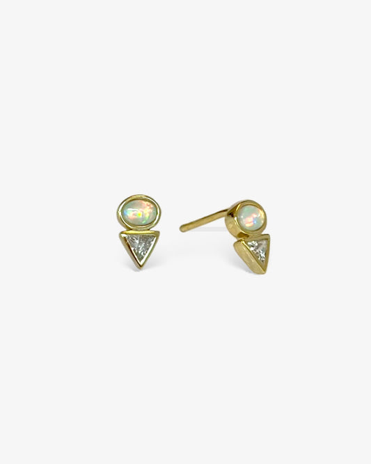 Opal Triangle Gem Studs